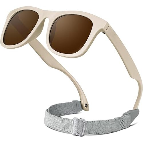 RIVBOS Baby Sunglasses Boys&Girls with Strap UV400 Polarized Flexible for Toddler,Infant and Newborn(0-24month) RBK0231