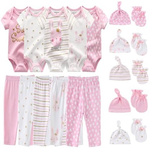 Kiddiezoom Unisex Baby Layette Essentials Giftset Clothing Set 19-Piece For Newborn Baby