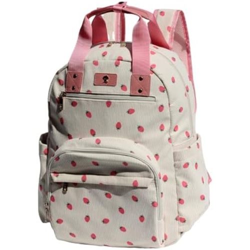 Diaper Bag Backpack, Large Capacity Multifunction Baby Essentials Fashion Travel Pack Linen Canvas office Laptop Bag (Corduroy Pink Strawberry)