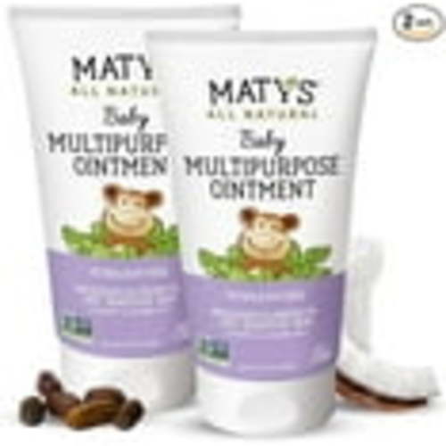 Matys Multipurpose Baby Ointment, All Over Gentle Skin Protection for Newborns & Up, Soothes Dry Irritated Skin, Diaper Area, Dry Scalp, Drool Irritation, Petroleum Free, 2 Pack, 3.75 oz each tube