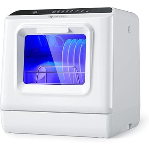 ecozy Portable Dishwasher Countertop, Mini Dishwasher with a Built-in 5L Water Tank, No Hookup Needed, 6 Washing Programs, Extra Air Drying Function for Apartments, Camping and RV