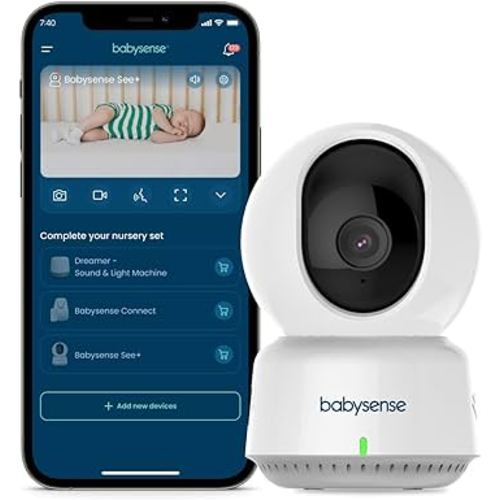Babysense See Smart WiFi Baby Monitor, 1080p Camera, HD Night Vision, Detect & Track Motion, Capture & Record - SD Card Included, Free Smart App for iOS & Android - Available in The USA Only