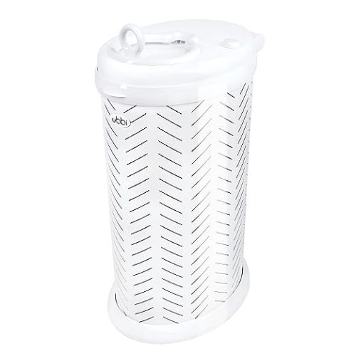 Ubbi Steel Diaper Pail, Odor Locking, No Special Bag Required, Award-Winning, Registry Must-Have, Herringbone