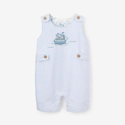 Boat Embroidered Oxford Stripe Jon Jon – Elegant Baby