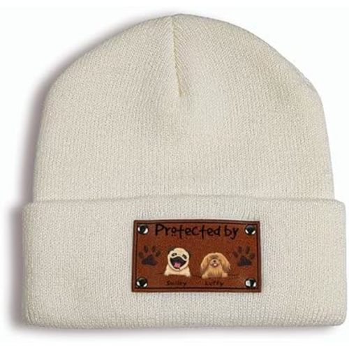Gossby Personalized Baby Beanie Hat with Vegan Leather Patch - Custom Gift for Infant, Newborn, Baby, Toddler, Kid - 3 Sizes