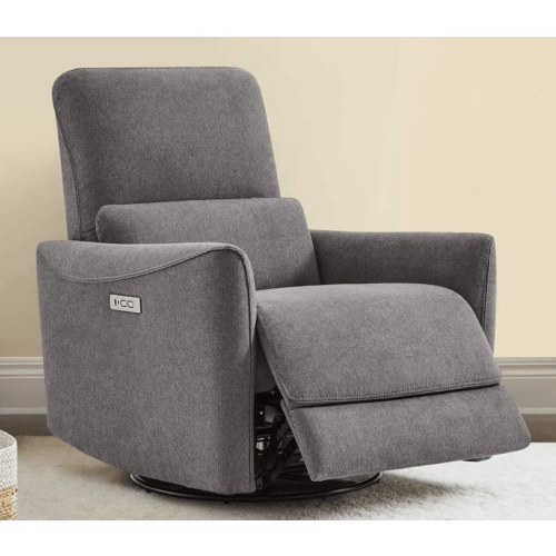 Tracee Power Swivel Nursery Glider Recliner (Metal Grey Fabric)