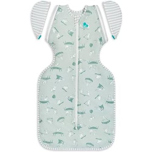 Love to Dream Swaddle Up Transition Bag, Patented Zip-Off Wings, Gently Help Baby Transition from being Swaddled to Arms Free when showing signs of rolling, Lite 0.2 TOG, 19-24 lbs, Olive