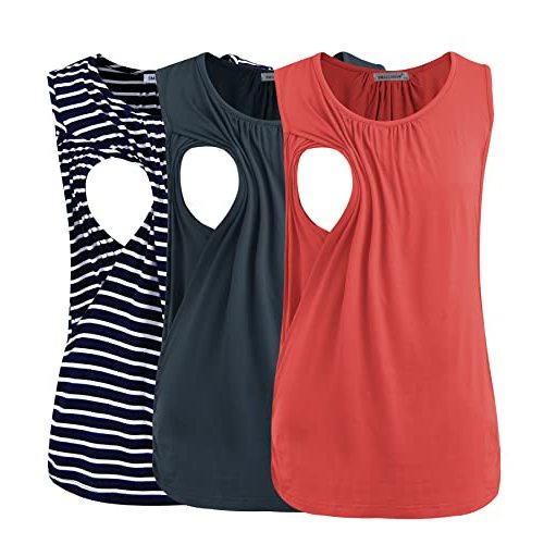 Smallshow Women's Maternity Nursing Tank Tops Breastfeeding Clothes 3-Pack