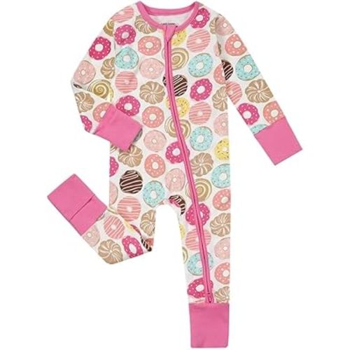 Teach Leanbh Unisex Baby Footless Pajamas with Mittens and Feet Cuffs Cotton 2 Way Zipper Long Sleeve Romper Sleep and Play