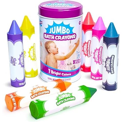 Tub Works® Smooth™ Jumbo Bath Crayons Bath Toy | Nontoxic, Washable Bath Crayons for Toddlers & Kids | Unique Formula Draws Smoothly & Vividly on Wet & Dry Tub Walls | Large, Easy-Grip Bathtub Crayons