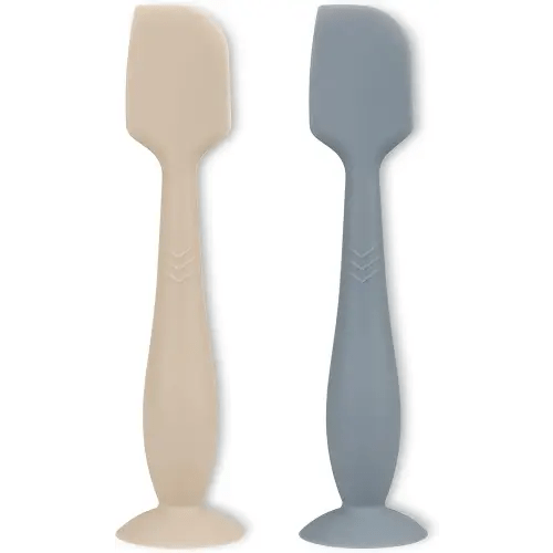Diaper Cream Applicator Set - Soft Silicone Baby Butt Brush with Suction Base, Baby Butt Spatula, Full Size - Newborn Baby Essentials (2Packs-Ether/Sand)