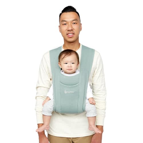 Ergobaby Embrace Baby Carrier Newborn to Toddler - Lightweight Ergonomic Baby Carriers - Cozy Essentials (7-25 Pounds), Ponte Knit, Jade Green