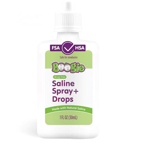 Boogie Baby Saline Nasal Spray and Drops, Allergy Relief, Nasal Spray Decongestant, FSA/HSA Eligible, Made with Natural Saline, Fresh Scent, 1 Ounce (Pack of 1)