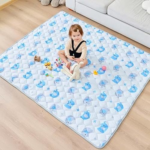 Baby Play Mat 50" X 50", Extra Thicker & Large Baby Mat for Floor, Soft Non-Slip Cushioned Play Mats for Babies, Toddlers, Foldable and Washable Baby Play Mat