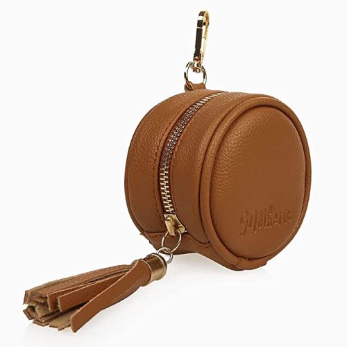 Motheric Vegan Leather Brown Pacifier Holder Pouch for Diaper Bag with Clips for Boys and Girls- Key Pod - Paci Keeper Case - Keychain Pod for Diaper Bag - Pacifiar Teething Storage Container - brown