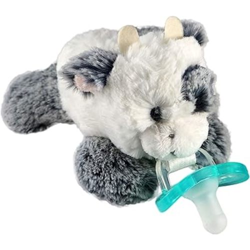 RaZbaby JollyPop Pacifier, Holder w/Detachable Baby Pacifier, Stuffed Animal RaZbuddy, All Ages 0M+, 100% Medical Grade USA Made Silicone Pacifier, Machine Washable, Easy to Hold – Cow