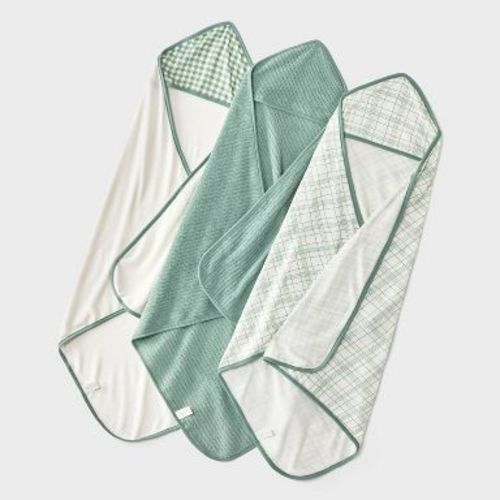 Baby 3pk hooded Bath Towel - Cloud Island™ Green
