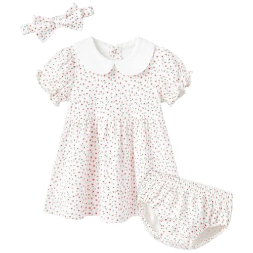 pureborn Baby Toddler Girl Dress with Bloomer Short and Long Sleeve Playwear Dress with Diaper Cover