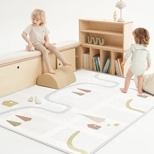 Baby Play Mat, Foldable&Waterproof Baby Play Mat for Floor, Reversible Foam Playmats for Babies Boy and Toddlers Infants, Edge Reinforcement Crawling Mat for Indoor&Outdoor&Travel(50*77*0.4)