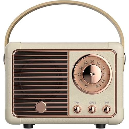 Dosmix Retro Bluetooth Speaker, Vintage Decor, Portable Wireless Bluetooth Speaker, Cute Old Fashion Style for Kitchen Desk Bedroom Office Outdoor Accessories for iPhone Android (Yellow)