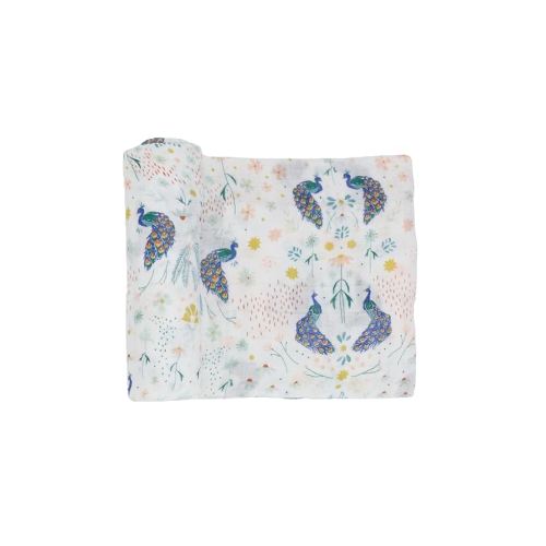 Little Unicorn Deluxe Swaddle | Single | 100% Rayon Muslin from Bamboo | Super Soft | Newborns and Infants | Large 47” x 47” | Machine Washable (Peacock)