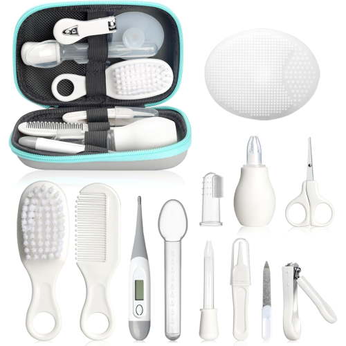 Baby Grooming and Healthcare Kit, Infant Safety Care Set with Hair Brush Comb Nail Clipper Nasal Aspirator,Baby Essentials Kit for Newborn Girls Boys