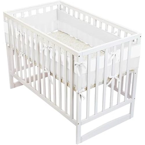 4PC Soft Crib Liner for Full Size Cribs, 4 Side Covers,2 Long Pieces (51.18in x 9.64in),2 Short Pieces(26,77in x9.64in) (White)