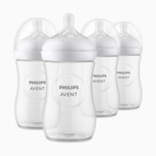 Philips Avent Natural Baby Bottles with Natural Response Nipples (Medium Flow, Flow 3), 9oz, 4-Pack, SCY903/04