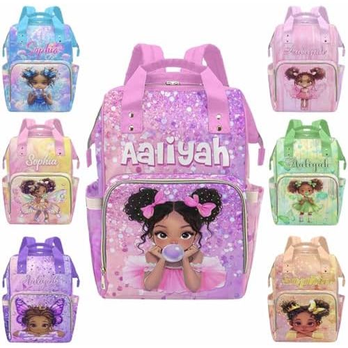 D-Story Custom Diaper Bag Princess Personalized Nappy Bag Cute Expandable Fashion Customized Baby Bag for Boys Girls Mom Gift Customized Baby Bag Nursing Bags