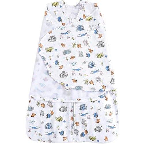 HALO Disney Baby Finding Nemo 100% Cotton Sleepsack Swaddle, 3-Way Adjustable Wearable Blanket, TOG 1.5, Great Barrier Reef, Newborn, 0-3 Months