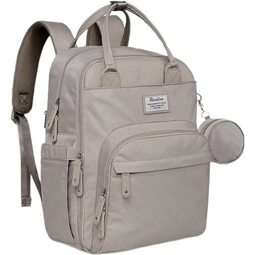 RUVALINO Diaper Bag Backpack - Multifunction Travel Back Pack Maternity Baby Changing Bags, Diaper Changing Totes, Large Capacity, Waterproof and Stylish, Baby Travel Essential, Clay