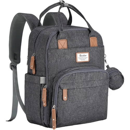 RUVALINO Diaper Bag Backpack - Multifunction Travel Back Pack Maternity Baby Changing Bags, Diaper Changing Totes, Large Capacity, Waterproof and Stylish, Baby Travel Essential, Dark Gray