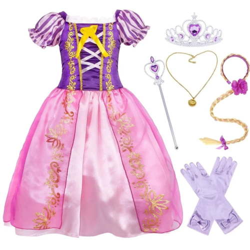 Jurebecia Princess Dress for Girls Fancy Costume up Birthday Christmas Halloween Cosplay Carnival Dresses Kids Birthday Party with Accessories 3T(2-3Years)