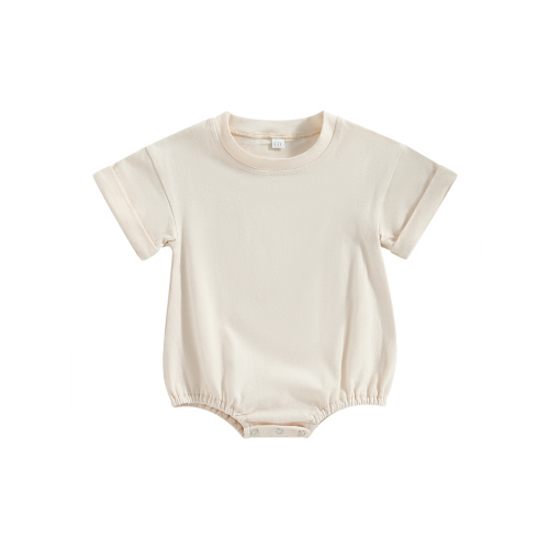 Sunisery Baby Boy Girl Short Sleeve Bubble Romper Solid Color Oversized T-Shirt Romper Bodysuit One Piece Outfit