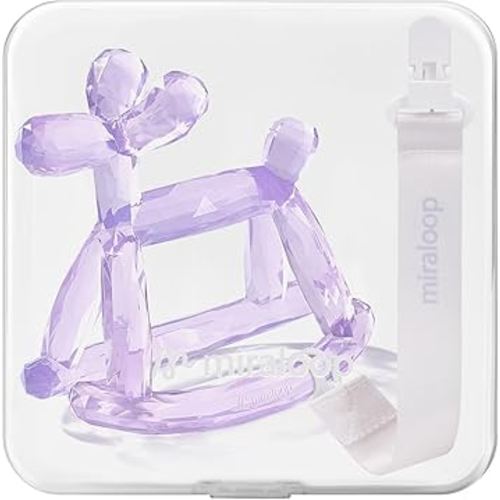 Crystal Jelly Baby Teether – Teething Toys 3-6 Months Food Grade Silicone Teether with Storage Box and Pacifier Clip, Safe for Babies (Amethyt Clip+Box)