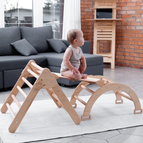 Set of three Montessori items Foldable Pikler Triangle, Climbing Pikler Arch and Ramp set  – &quot;Little Bro&quot;