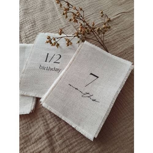Custom Baby Milestone Cards Linen Fabric Custom Baby Milestone Photography Prop Gift for New Born Baby Personalized New Mom Gift