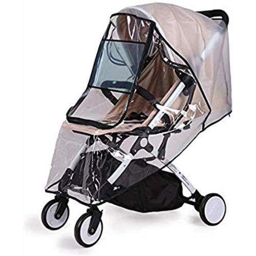 Bemece Stroller Rain Cover Universal, Baby Travel Weather Shield, Windproof Waterproof, Protect from Dust Snow - black-L