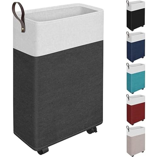 HomeHacks 75L Rolling Laundry Basket with Wheels, Collapsible & Waterproof Laundry Hamper, Mobile Clothes Hamper, Storage Laundry Bins with Handles for Laundry Room, Bedroom, Bathroom & Dorm, Gray