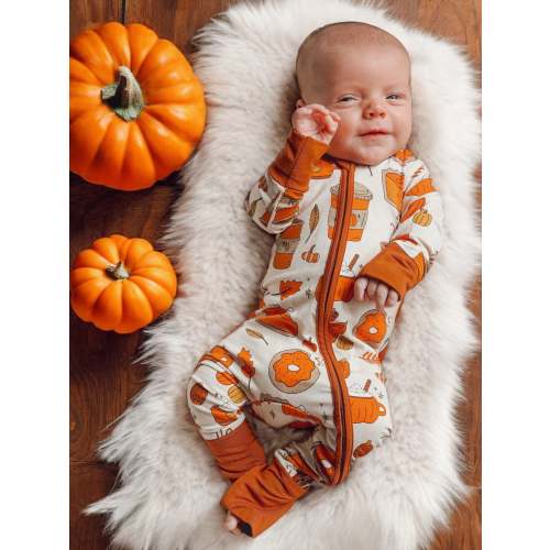 2-Way Convertible Zip Romper, Pumpkin Spice Latte