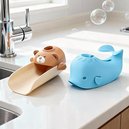 Skyroku Toddler Faucet Extender & Blue Bathtub Spout Cover, Sink Extender with Temperature Sensor for Bathroom Sinks, Kitchen, Bathtubs, Bundle and Save!