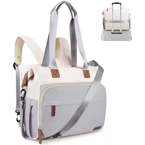 4 in 1 Diaper Bag Backpack, Mommy Diaper Bag for Baby, Travel Diaper Bag Converts into Backpack with Shoulder Strap, Large Capacity Mom Backpack for Hospital, Multifunction Tote Blue&Beige