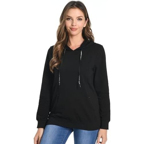 Bearsland Women's Maternity Sporty Hoodie Breastfeeding Shirt Nursing Sweatshirt with Pockets