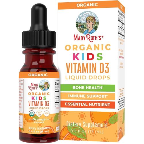MaryRuth Organics USDA Organic Vitamin D3 Liquid Drops for Kids | 640 IU Vitamin D3 Per Serving | Kids Immune Support & Bone Health Supplement | Formulated for Ages 4-13 | 0.5oz | 30 Servings