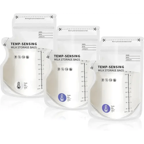Breastmilk Storage Bags, 8 OZ Temp-Sensing Color Change, 120 Count Milk Storage Bags Breastmilk with Pour Spout, Milk Bag with Self Standing for Breastfeeding, No Leak Presterilized for Freezer