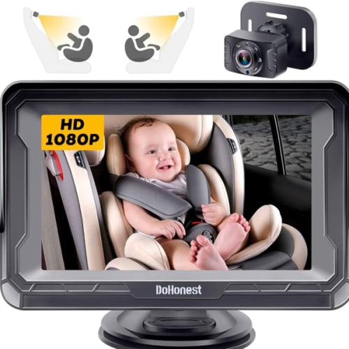 DoHonest Baby Car Camera HD 1080P - Rear-Facing Car Baby Monitor with Night Vision, Adjustable View Angle, Easy Setup, Anti-Glare Display, Safety for Kids & Infants