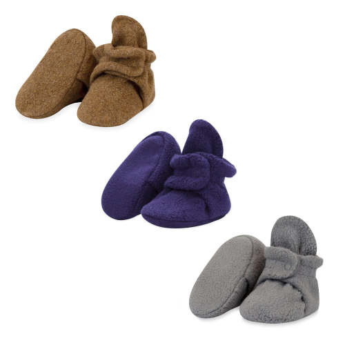 Cozie Fleece Baby Bootie 3 Pack - Heather Mocha/True Navy/Gray – Zutano