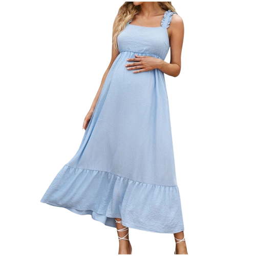 Edvintorg Maternity Dress Summer Women Fashion Solid Color Sleeveless Casual Comfort Bowknot Baby Shower Dress Maternity Pregnancy Clothes for Women