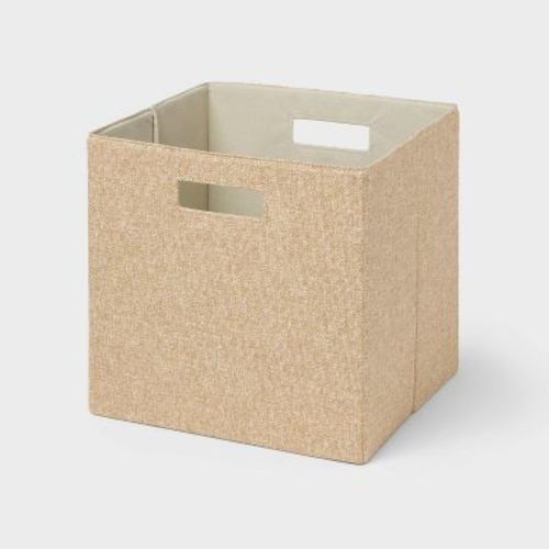 13''x13'' Fabric Decorative Storage Bin Tan Linen - Brightroom™: 13 Inch Storage Cube, Decorative Storage