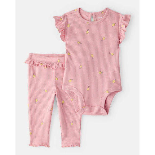 Baby Girl Lemon Bodysuit & Pant Set - Pink - Carter's | Carter's